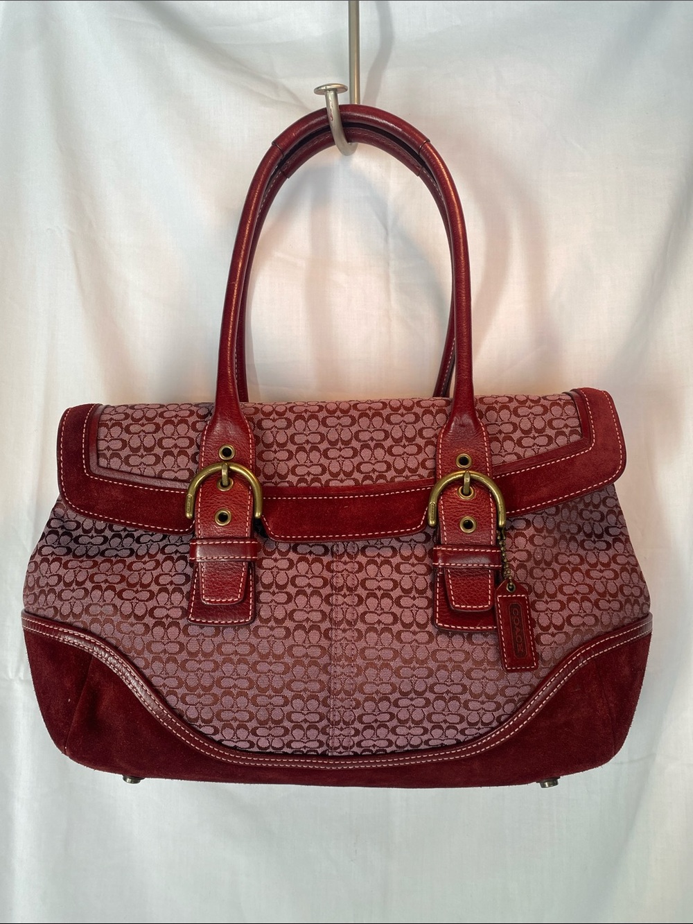 Vintage Coach 7080 Signature Pattern Satchel Shoulder bag Handbag